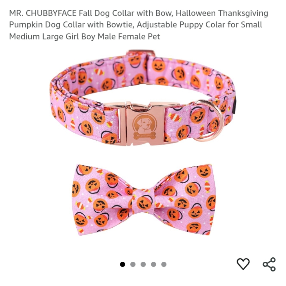 Mr.Chubbyface Halloween Dog Size Large Collar & Bowtie Set New